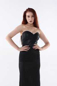 Leatherette Satin Midi Dress