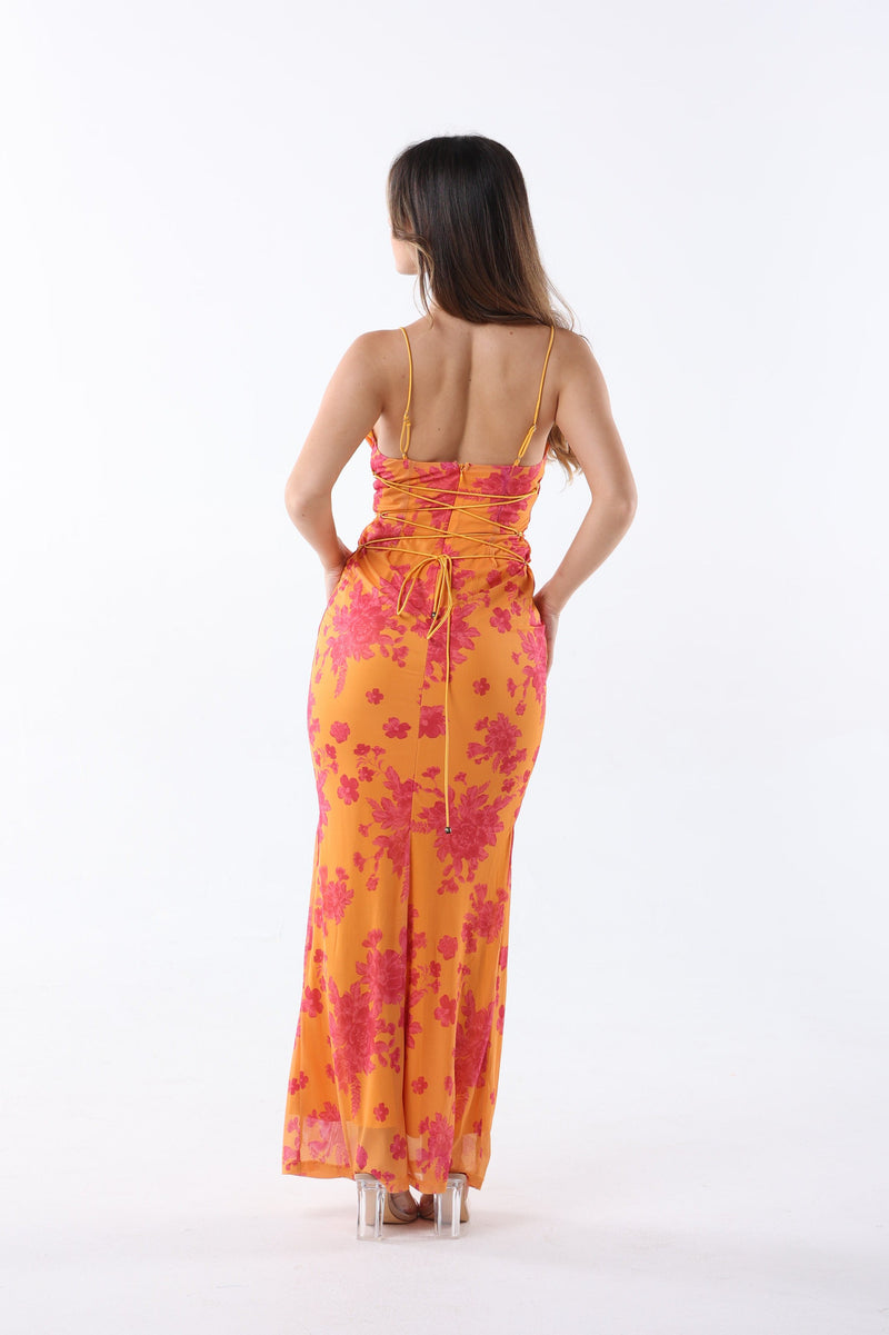 Tie Floral Maxi Dress