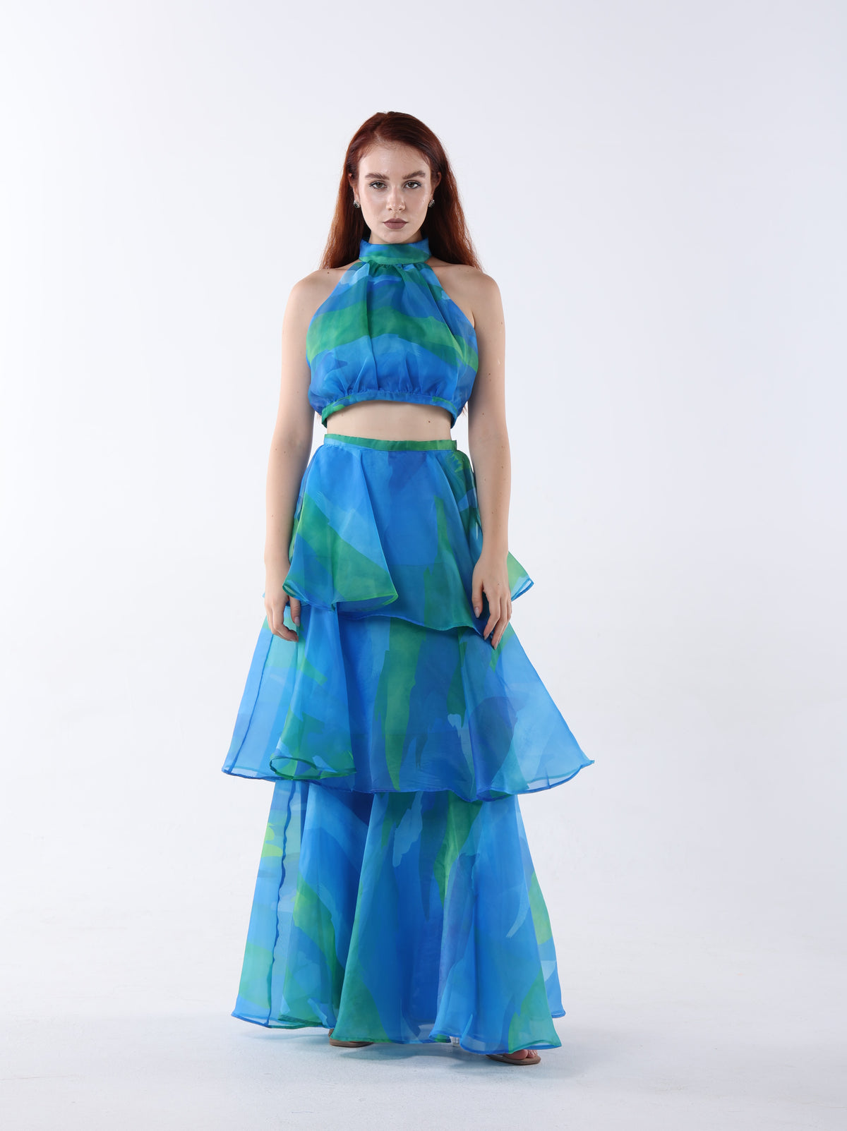 Tulle Maxi Chiffon Crop Set