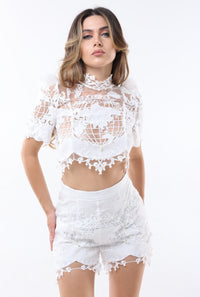 Lace Crop Short Set