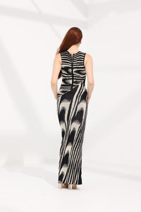 Abstract Sleeveless Maxi Dress