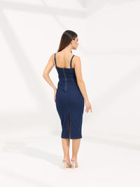 Cutout Denim Midi Dress