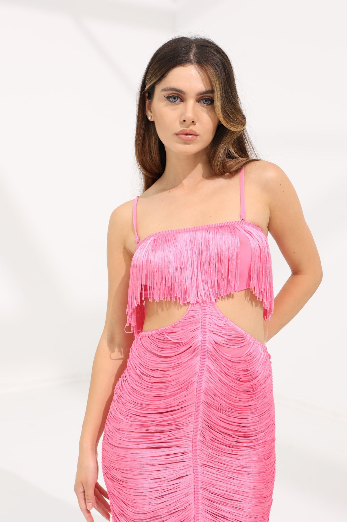 Fringe Cutout Midi Dress