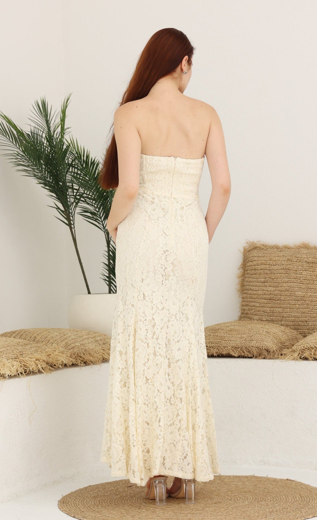 Lace Strapless Maxi Dress