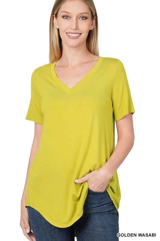 Luxe V-neck Hi-Lo T-shirt