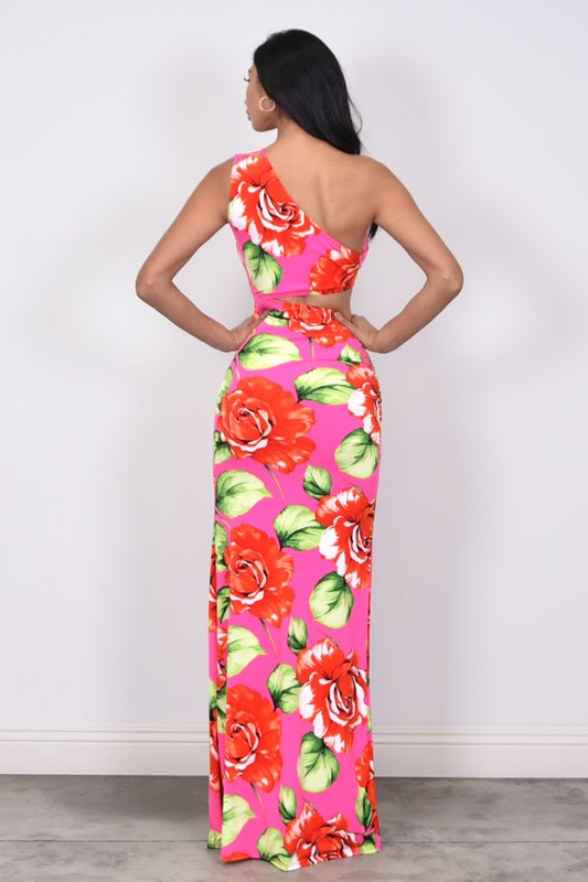 Floral One Shoulder Maxi Dress