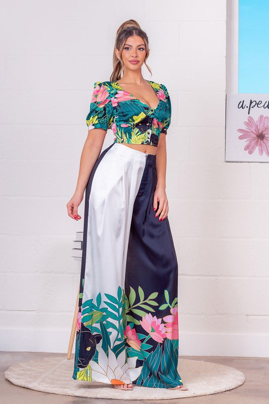 Tropical Top & Pants Set