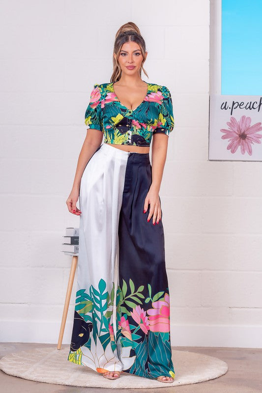 Tropical Top & Pants Set