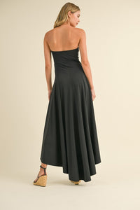 Strapless High-Low Midi Dress