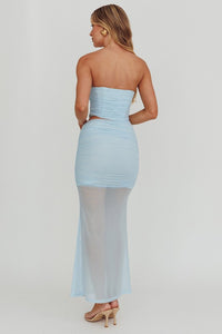 Strapless Mesh Maxi Dress