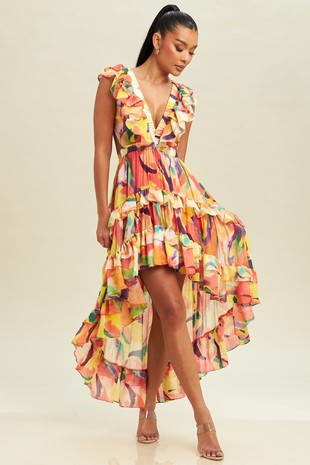 Hi Lo Ruffle Dress