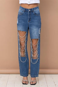 Rhinestone Embellished Jeans