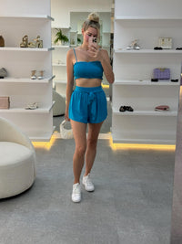 Linen Crop Top and Shorts Set