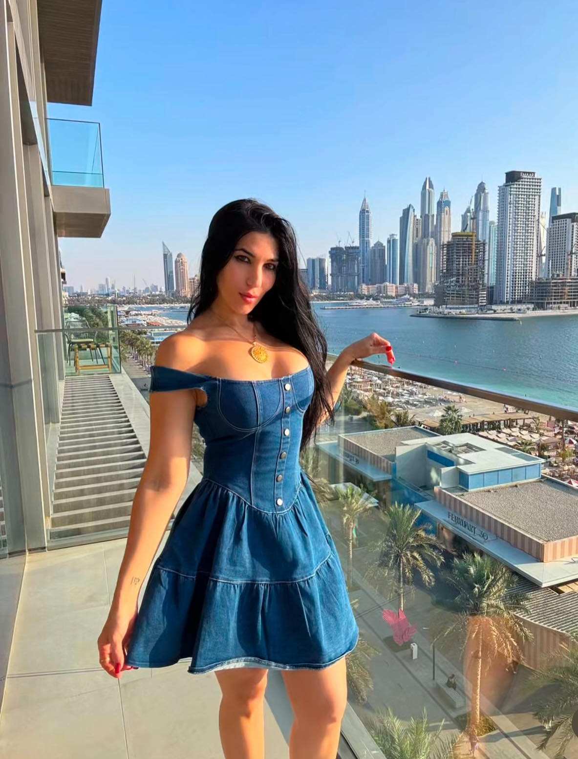 Denim Corset Button Mini Dress