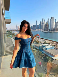 Denim Corset Button Mini Dress