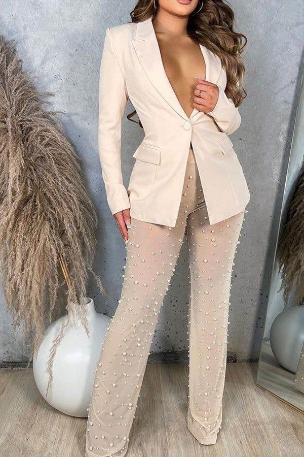 Pearl Sheer Pants Suit Set