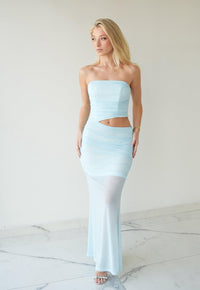 Strapless Mesh Maxi Dress