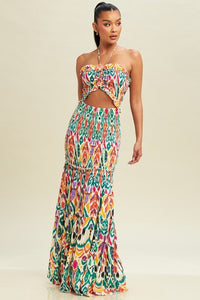 Aztec Scrunch Maxi Dress