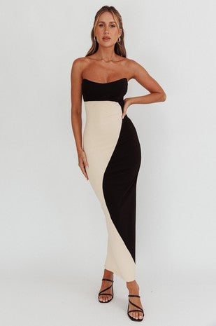 Yin Yang Strapless Midi Dress