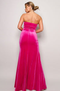 Strapless Velvet Maxi Dress