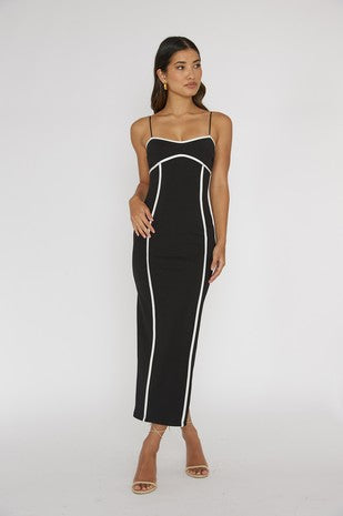 Pipe Detail Bodycon Midi Dress