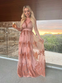 Tulle Maxi Dress-Blush