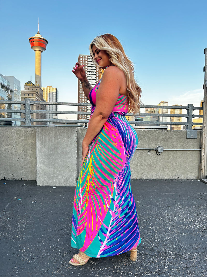 Rainbow Halter Maxi Dress