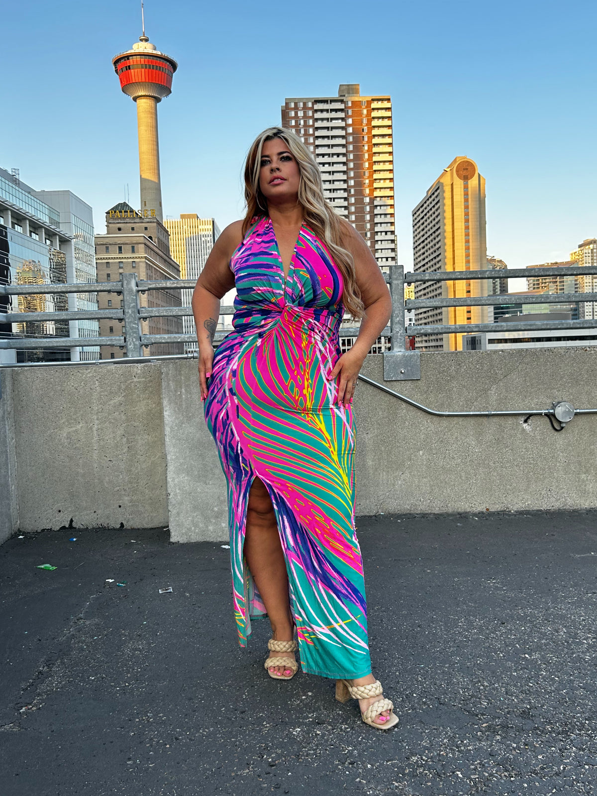 Rainbow Halter Maxi Dress