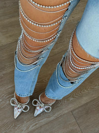 Rhinestone Embellished Jeans