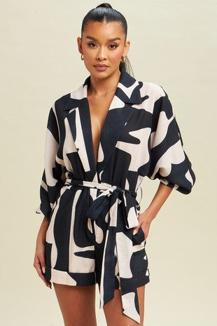 Long Sleeve Abstract Romper