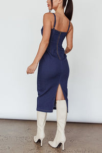 Cutout Denim Midi Dress